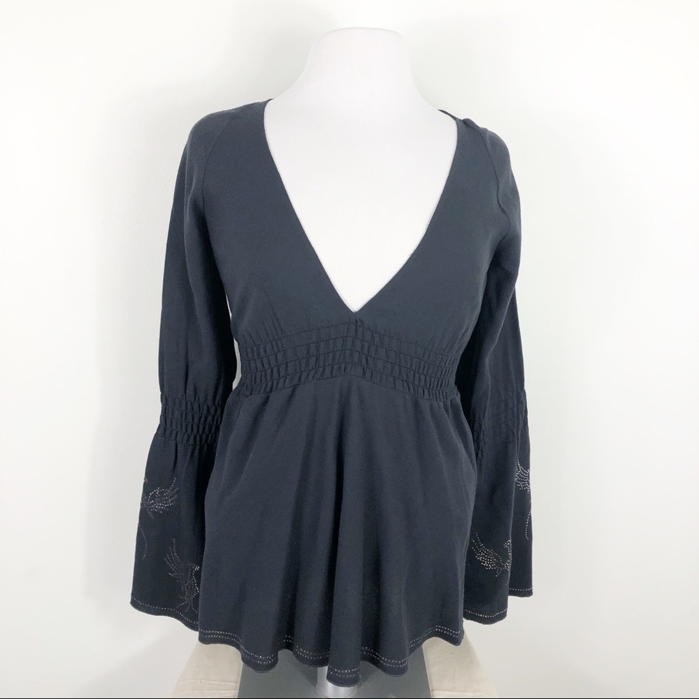 Samantha Treacy Bell Sleeve Boho Tie Back Top